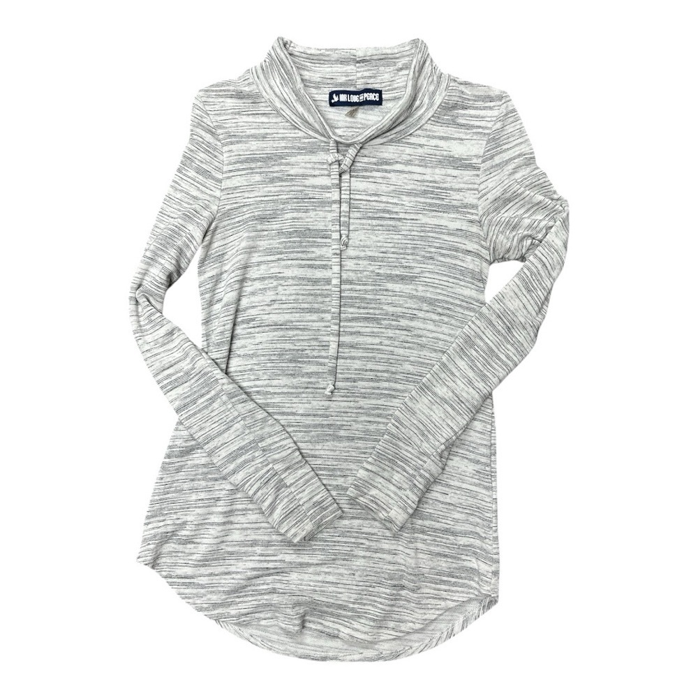 Ink Love and Peace Gray Striped Mock Neck Top Size XS